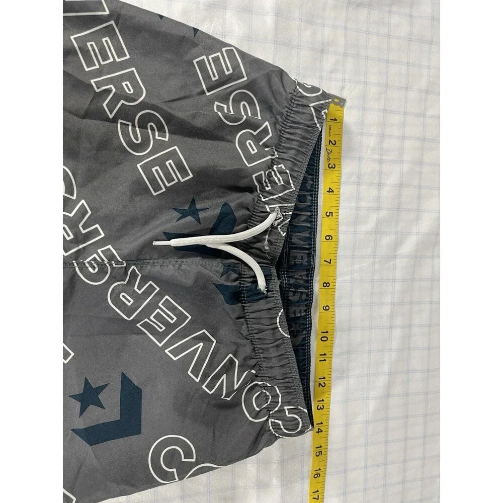 Converse Boys Swim Trunks Size Large L 12-13 Gray Blue Logo Board Shorts Mesh